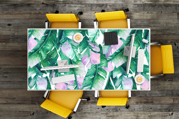 Full desk protector pastel leaves