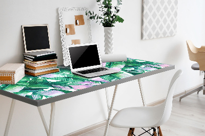 Full desk protector pastel leaves