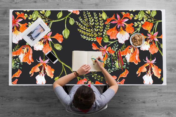 Desk pad red flowers