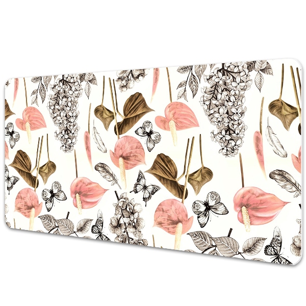 Desk pad Flowers and butterflies