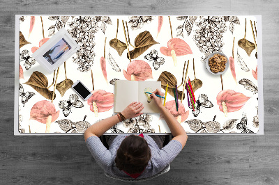 Desk pad Flowers and butterflies