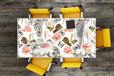 Desk pad Flowers and butterflies