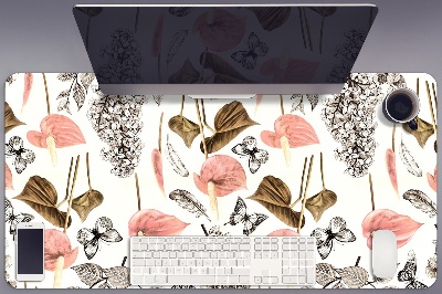 Desk pad Flowers and butterflies