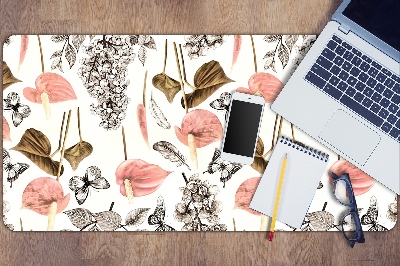 Desk pad Flowers and butterflies