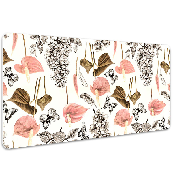 Desk pad Flowers and butterflies