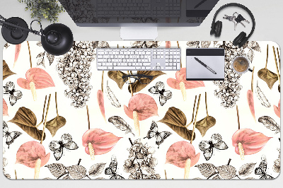 Desk pad Flowers and butterflies