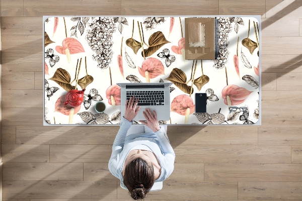 Desk pad Flowers and butterflies