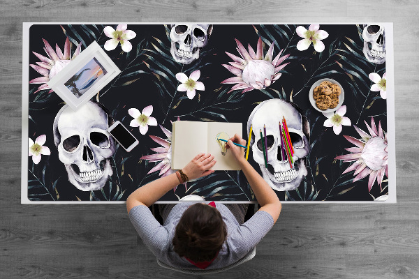 Full desk protector Skull and leaves