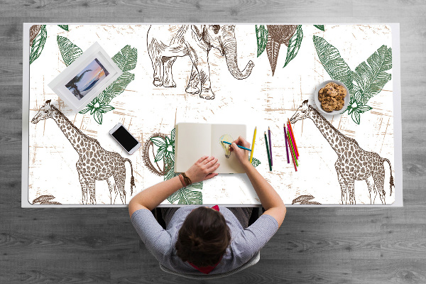 Desk pad Giraffes and Elephants