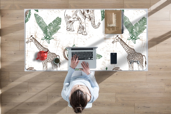 Desk pad Giraffes and Elephants
