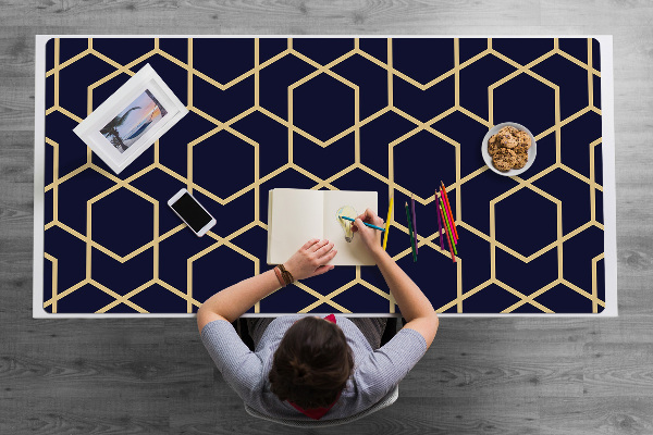 Large desk mat table protector dark cubes