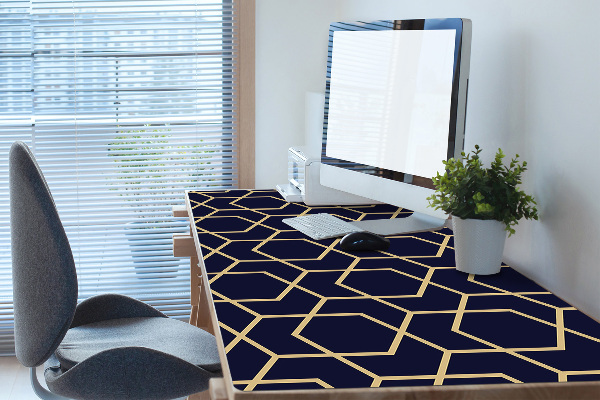 Large desk mat table protector dark cubes