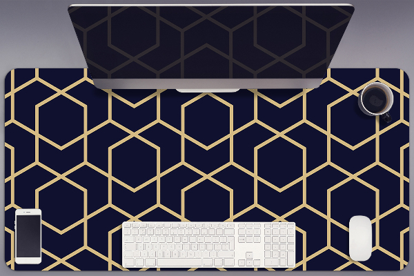 Large desk mat table protector dark cubes