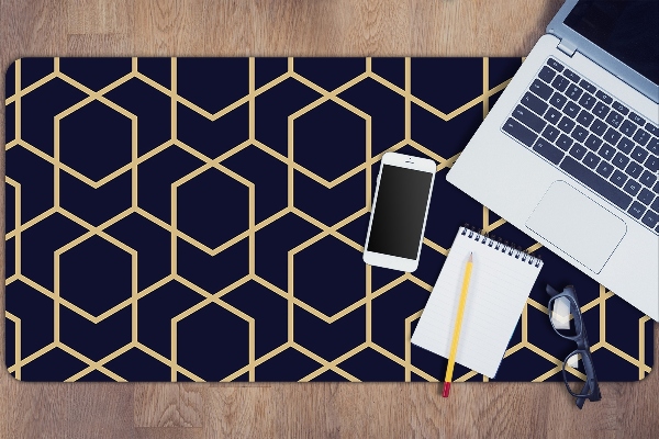 Large desk mat table protector dark cubes