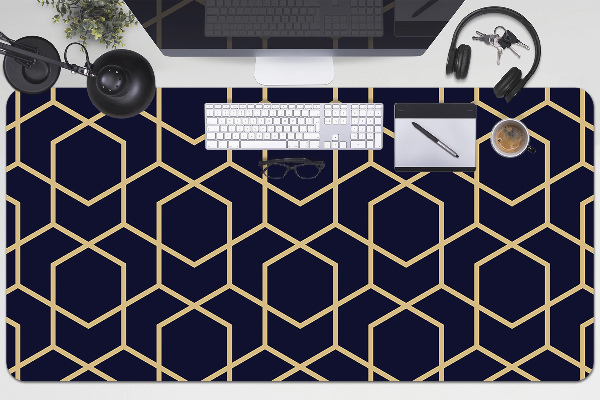 Large desk mat table protector dark cubes