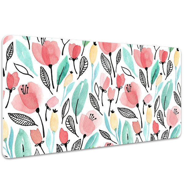 Desk pad red flowers