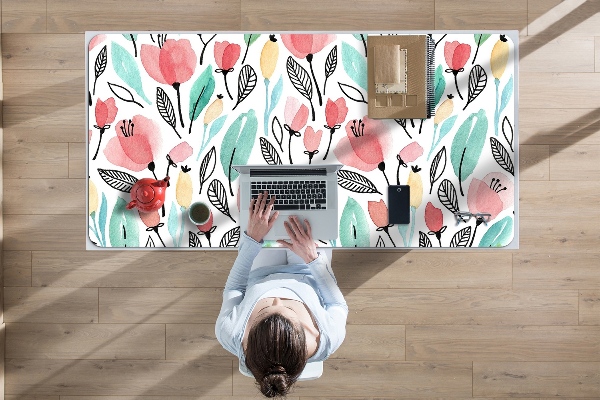 Desk pad red flowers