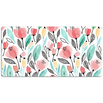Desk pad red flowers