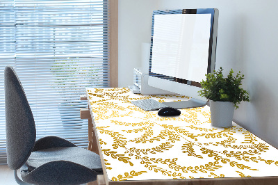 Large desk pad PVC protector golden leaves