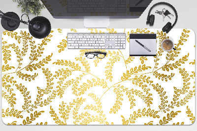 Large desk pad PVC protector golden leaves