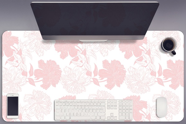 Large desk mat table protector pink flowers