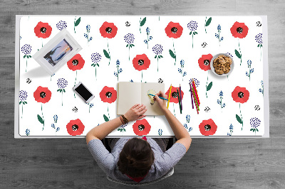 Desk mat Red poppies field