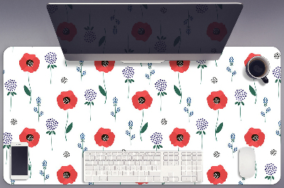 Desk mat Red poppies field