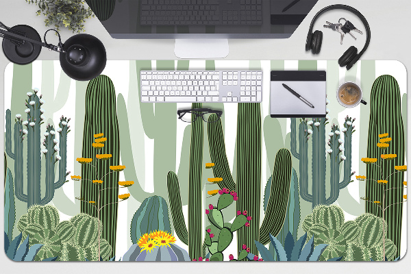 Full desk protector flowering cacti