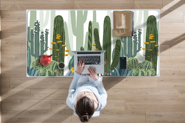 Full desk protector flowering cacti