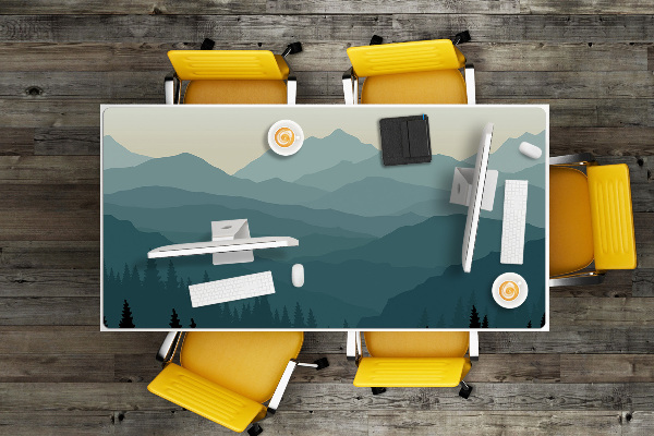Large desk mat table protector View of the mountains