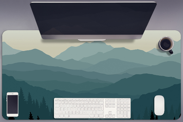 Large desk mat table protector View of the mountains