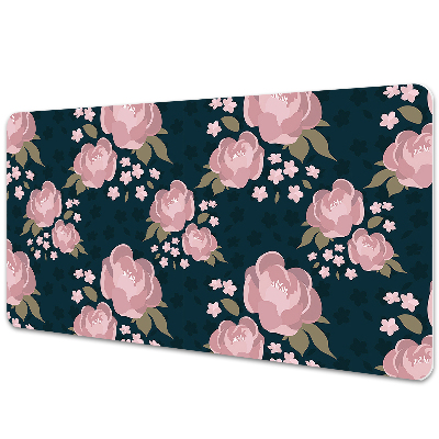 Large desk mat table protector pink flowers