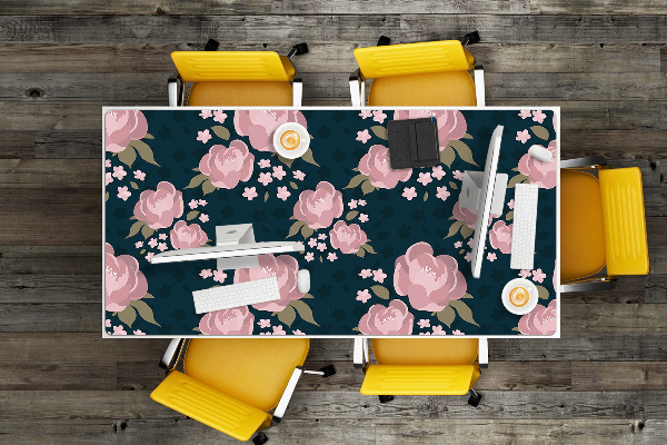 Large desk mat table protector pink flowers