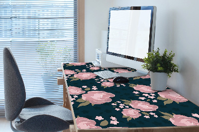 Large desk mat table protector pink flowers