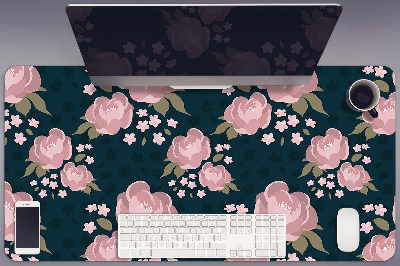 Large desk mat table protector pink flowers