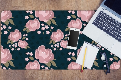 Large desk mat table protector pink flowers