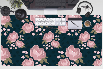 Large desk mat table protector pink flowers