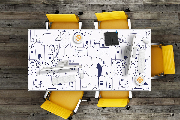 Full desk pad sketched city