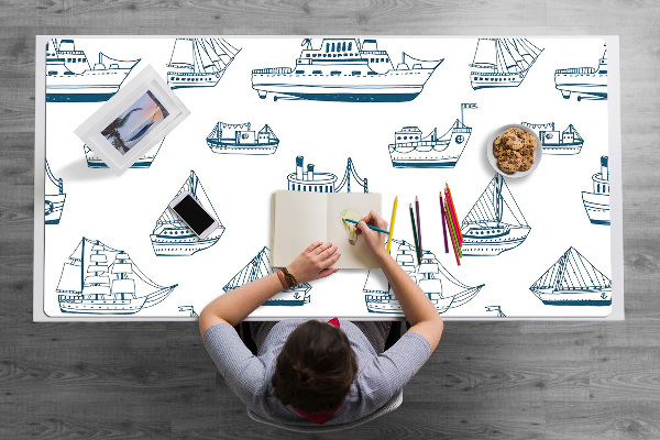 Full desk pad blue ships