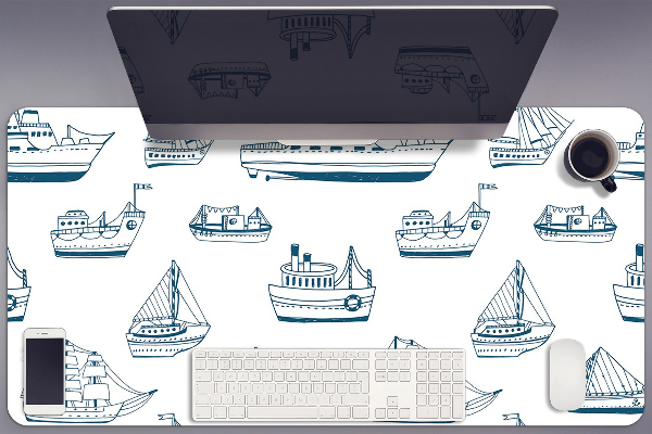 Full desk pad blue ships