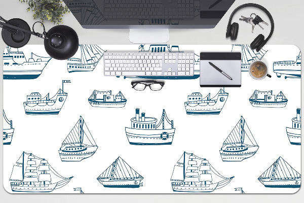 Full desk pad blue ships