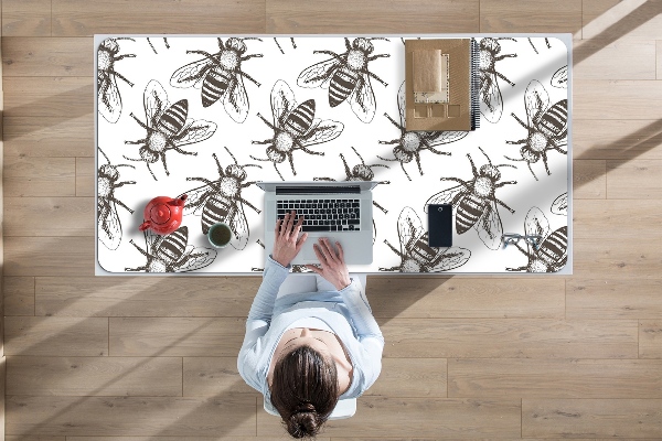 Large desk mat table protector bees pattern