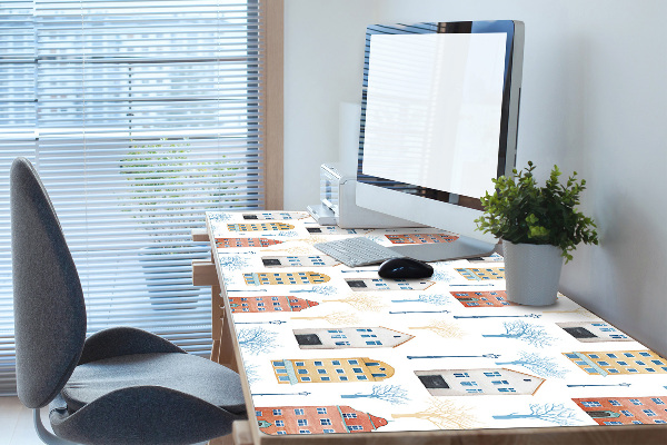 Large desk mat for children buildings