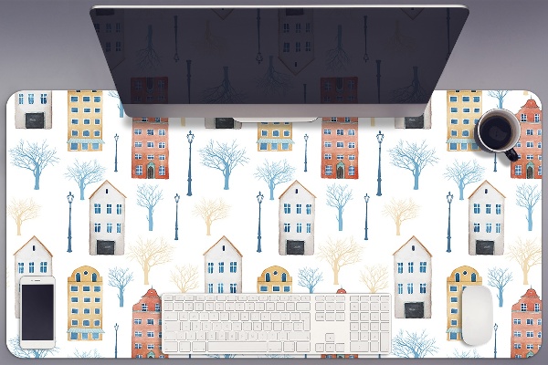 Large desk mat for children buildings