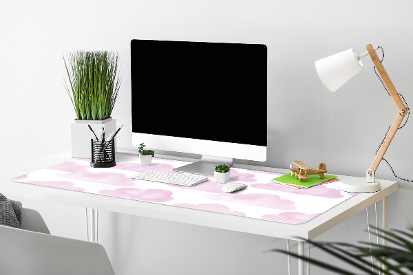 Large desk mat table protector pink clouds