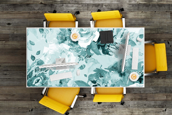 Full desk pad blue flowers