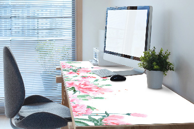 Large desk mat table protector pink flowers