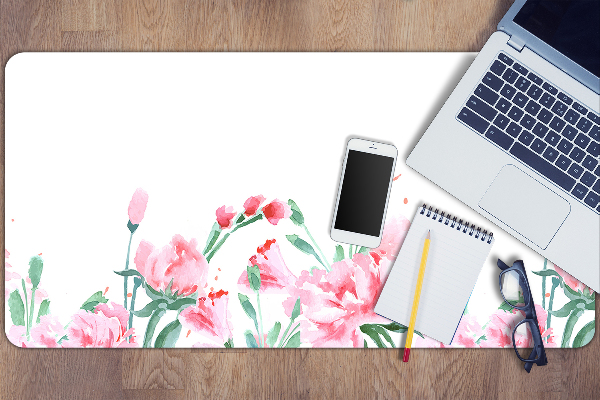 Large desk mat table protector pink flowers