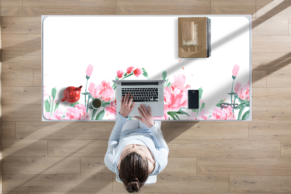 Large desk mat table protector pink flowers