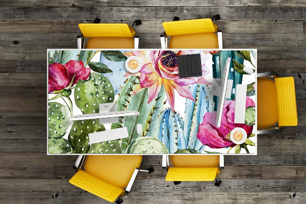 Full desk protector colorful cacti